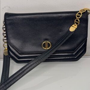 Dior VINTAGE Black Leather Bag with Gold Chain AND details